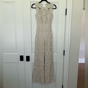 Tadashi Shoji Lace Jumpsuit in Cream, Size 0